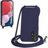 WenBaby Cover Compatible con Samsung Galaxy A13 4G,Cellulare Girocollo Custodia con Cordino TPU Corda Silicone Case Bumper per Samsung Galaxy A13 4G Custodia, Blu navy