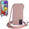 WenBaby Cover Compatible con Samsung Galaxy A51 4G,Cellulare Girocollo Custodia con Cordino TPU Corda Silicone Case Bumper per Samsung Galaxy A51 4G Custodia, Rosa sabbia