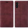 OKZone Cover per Samsung Galaxy S24, Custodia Flip Pelle Portafoglio Magnetica Libro con Slot Schede, Slim Silicone TPU Bumper Wallet Supporto Case Per Samsung Galaxy S24 (Rosso)