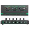Annadue Amplificatore per Cuffie Stereo Ultracompatto a 6 Canali, Amplificatore Audio Portatile per Microfono con Uscita da 3,5 Mm e 6,35 Mm, per Studio e Palco