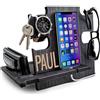 Greta Oto Docking Station in Legno Organizzatore da Scrivania per Lui Supporto Smartphone Idea Regalo per Uomo Personalizzato Svuotatasche da Ingresso San Valentino Regali Natale per Uomini