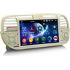 Erisin 8-Core Android 16 4GB+64GB Autoradio per Fiat 500 500C 500S 500E 7 pollici IPS Schermo tattile Supporto GPS Navigatore Senza fili CarPlay Android Auto WiFi 4G DAB+ Bluetooth 5.0 DSP Canbus TPMS