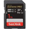 SanDisk Extreme PRO 1TB scheda SDXC, SD Card, V60, UHS-II, fino a 280 MB/s, 6K, 4K UHD, V60, UHS-II, Class 10, U3, software di recupero file RescuePro Deluxe