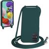 WenBaby Cover Compatible con Samsung Galaxy A51 4G,Cellulare Girocollo Custodia con Cordino TPU Corda Silicone Case Bumper per Samsung Galaxy A51 4G Custodia, Verde scuro