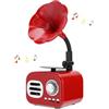 Plyisty Altoparlante Bluetooth Retrò, Mini Grammofono Fonografo a Forma di Altoparlante Bluetooth Altoparlante, Arredamento Vintage Casa Camera da Letto, Lettore Musicale Retrò(rosso)