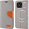 Shantime Custodia Flip in Tessuto Oxford e Pelle PU Compatibile con Doogee Blade GT Ultra, Cover Protettiva con Chiusura Magnetica e Tasche per Carte (Grigio)