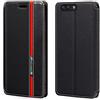 Shantime Custodia Flip in Pelle PU Bicolore con Chiusura Magnetica Invisibile Compatibile con Asus Zenfone 4 ZE554KL, Cover Elegante e Protettiva (Nero)