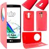 ebestStar - Cover Compatibile con LG G4 H815, G4 Dual-LTE Custodia Portafoglio con Finestra View, Protezione Libro Flip Pelle PU, Rosso [Apparecchio: 149 x 76.2 x 9.8mm, 5.5'']