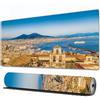 EOMKSE Tappetino per mouse da gioco,grande,antiscivolo,impermeabile,con bordi cuciti,Città di Napoli con il Vesuvio al tramonto, Campania,per gaming,ufficio,casa,30x80 cm