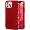 Mixroom - Custodia Cover per iPhone 7/8 / Se 2020 Case in TPU Morbido Rosso con Brillantini Glitter 3 in 1