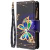 VQWQ Custodia per Huawei Y5 2019, Flip Cover a Portafoglio in Pelle PU Slot per Schede Libro Cavalletto Pieghevole Wallet Case Cordino Cerniera Chiusura Magnetica per Donna Maschio -[03]-Farfalle III