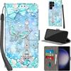 Haninsuze Cover per Samsung Galaxy S24 Ultra, Torre | Pelle PU Portafoglio, Porta Carte, Magnetica, Libro, Antiurto Custodia