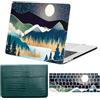 FFBOFFC Cover per MacBook Air 13 Pollici 2020 2019 2018 Modello A2337 A2179 A1932 M1 Chip Touch ID, Plastica Custodia Rigida Protettiva & Copritastiera & Borsa, Montagna lunare verde acqua