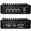 Glovary Firewall Mini PC J4125 4 Core, 4 x i211 Gigabit LAN OPNsense Router Micro Appliance, DDR4 8GB RAM 256GB SSD, AES-NI, 4K HD, Fanless Industrial Computer Hardware, RS232 COM, 2USB3.0, SIM Slot
