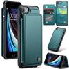 UFinetech Custodia Portafoglio per iPhone SE 2020/2022, 8, 7, 6 - Cover a Libro con Porta Carte, Chiusura Magnetica, Blocco RFID, Funzione Stand, Similpelle Antiurto Elegante, Blu Verde