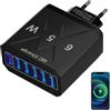 Générique Caricatore Rapido - Stazione Di Blocco Di Ricarica 65 W,Adattatore Di Alimentazione Portatile 6 USB A per Laptop/Smartphone/Computer/Lettore Elettrico