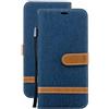Laybomo Cover Samsung Galaxy A51 A515F Custodia Pelle Stile Jeans Portafoglio Morbido TPU Silicone Magnetico Protezione Flip Cover Custodia per Galaxy A51, con Porta Carte di Credito (Profondo Blu)