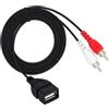 Psdndeww Cavo audio USB 2.0 femmina a 2RCA USB 2.0 a 2RCA per gli uomini, adattatore splitter per telefono, home theater, HDTV, cavo femmina USB