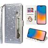 FERLAN Custodia per Xiaomi Redmi Note 9 Pro/Note 9 Pro Max/Note 9S,in Premium pelle brillante con glitter e Slot Schede,Stand Funzione,per Redmi Note 9 Pro/Note 9 Pro Max/Note 9S telefono (Argento)