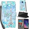 Haninsuze Cover per Samsung Galaxy A6 2018 Custodia Cover Pelle Libro Portafoglio con Porta Carte Magnetica Protezione Antiurto Cuoio Flip Case Custodia Cover per Samsung A6 2018, Torre