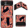 BWEGRHE Progettata per Samsung Galaxy Z Flip 3 5G, custodia sottile in policarbonato rigido con motivo a fiori di gatto nero, cover antiurto per ricarica wireless per Galaxy Z Flip 3 (2021)