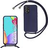 MBSLFY Cover per Cordino con Collana per Samsung Galaxy A52S/A52 5G, Custodia Silicone Morbido con Corda, Case Tracolla Silicone con Necklace Regolabile per Samsung Galaxy A52S/A52 5G, Blu navy