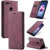 WenBaby CaseMe Cover per Huawei P smart 2018, Magnetica Cover a Libro con Slot per Schede, Custodia in PU Pelle Portafoglio per Huawei P smart 2018, Rosso