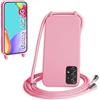 WenBaby Cover Compatible con Samsung Galaxy A52/A52S,Cellulare Girocollo Custodia con Cordino TPU Corda Silicone Case Bumper per Samsung Galaxy A52/A52S Custodia, Rosa