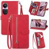 JayModCase Custodia per OPPO Reno10 5G / Reno10 Pro 5G, con chiusura lampo Funzione Stand scomparti [Magnetica] [Antiurto] Pelle portafoglio Cover per OPPO Reno10 Pro 5G - Rosso