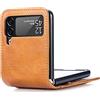 COQUE Custodia Galaxy Z Flip 3 5G, Multi-slot sottile con custodia protettiva per cornice per foto, Cover pieghevole per telefono per Samsung Galaxy Z Flip 3 5G-Brown