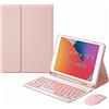 GUPENAA Custodia con Tastiera per iPad PRO 12,9 Pollici 2017/2015 (Vecchio Modello, 2A E 1A Generazione), Tastiera Magnetica Rimovibile Wireless con Portamatite E Mouse Bluetooth,Rosa