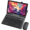 HLTOOP Custodia per tastiera per Lenovo Tab Plus 11,5 pollici 2024 (TB351FU), custodia in pelle PU con tastiera wireless magnetica staccabile, mouse per tablet, nero