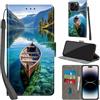 Haninsuze Cover per iPhone 15 Pro Max, barca | Pelle PU Portafoglio, Porta Carte, Magnetica, Libro, Antiurto Custodia