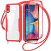 FERLAN Cover per Samsung Galaxy A20S con Cordino, 360 Gradi Antiurto Custodia con Protezione Schermo Integrata Trasparente Rugged TPU Bumper Doppia Protettiva Cover per Samsung Galaxy A20S -Rosso