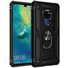 TiHen Custodia Huawei Mate 20x, Cover 360° Girevole Ring Armor Bumper TPU Case Magnetica Supporto Smartphone Silicone Custodie con Pellicola Protettiva per Huawei Mate 20x,Nero