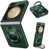 Yarxiawin Custodia per Samsung Galaxy Z Flip 6, Anello Supporto Magnetico Nero per Samsung Flip 6 Cover Antiurto Rugged Copertura Sottile Rigida PC e Silicone TPU Morbido Case (Verde)