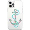 Mixroom - Cover Custodia in Silicone TPU Trasparente per iPhone 16 Plus Fantasia Ancora Con Corda Azzurra 456