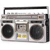 DEMCAY Boombox Bluetooth da strada retrò anni '80, lettore di cassette Boombox Bluetooth retrò con radio AM/FM e potenziamento dei bassi, altoparlante integrato, jack for cuffie da 3,5 mm, supporto ingresso