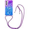VooDirop Custodia per cellulare con catena compatibile con Samsung Galaxy A34 5G, custodia gradiente glitter liquida con cinturino a catena, custodia protettiva morbida, flessibile, trasparente, in