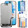 LADYSON INCELL- Schermo LCD di Ricambio per iPhone 16, 6,1 Pollici FHD per iPhone 16, Display LCD Touch digitizer con Set di Attrezzi, in Vetro temperato (per A3287, A3081, A3286, A3288)