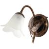Be-Light Applique Classico 1 Luce con Foglie Ferro Battuto e Vetro Bronzo Serie Limone