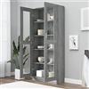 Homgoday Vetrina in vetro, vetrina da soggiorno, credenza, cucina, ufficio, schedario, con 5 ripiani 2 ante in vetro 82,5 x 30,5 x 185,5 cm, grigio Sonoma