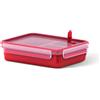 Emsa Clip & Micro Contenitore Microonde con Inserti, Plastica, Rosso, 22.5x16.3x5.8 cm