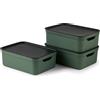 Rotho Jive Dekobox Set di 3 contenitori da 10l con coperchio, Plastica (PP riciclato), 10l (37.5 x 27.8 x 13.5 cm)