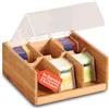 Avilia Organizer Bambù 6 Scomparti Porta Tisane e Capsule Caffè - Porta Bustine Tè e Tisane - Set Regalo Donna -Contenitore Compatto Cucina e Ufficio - 10x22x21 cm