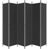 Homgoday Divisorio a 6 Pannelli Nero 300x220 cm in Tessuto, Privacy Divisorio per Ambienti, Pieghevoli Paravento da Interno Separé Divisorio Pannelli Divisori Decorativi per Interni Casa Ufficio