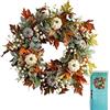 Manolyee Corona autunnale - 1/2 pezzi 45 c corona artificiale in mirtillo, artificiale autunno zucche ghirlanda, foglia artificiale del Ringraziamento, falsa pianta, per interni per caminetto e Natale