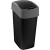 Curver 229411 Flip Bin - Pattumiera in plastica, 50 l, 29,4 x 37,6 x 65,3 cm, Colore: Nero/Argento