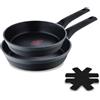 MasterPro Gastro Reeco | Set di 2 padelle da 20 e 24 cm di diametro | Indicatore di temperatura | Fusione di alluminio riciclato | Antiaderente | Maniglia morbida al tatto | Per tutti i tipi di cucine