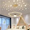 Lxq Plafoniere LED Cielo Stellato Fiore Design Camera dei Bambini Lampadario Dimmerabile Sala da Pranzo Lampade Sospensione Camera da Letto Luci Tavolo da Pranzo Sospensione Luce Illuminazione,d'oro,40cm